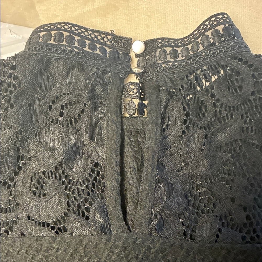 Dark Romance Lace Blouse Medium WhimsyGoth Witchy 20s Vampire Black Glam Siren - Picture 7 of 10
